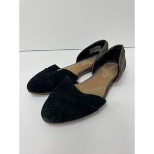Toms Jutti D’orsay Flats Suede Sz 6 Black Suede Twill Tweed